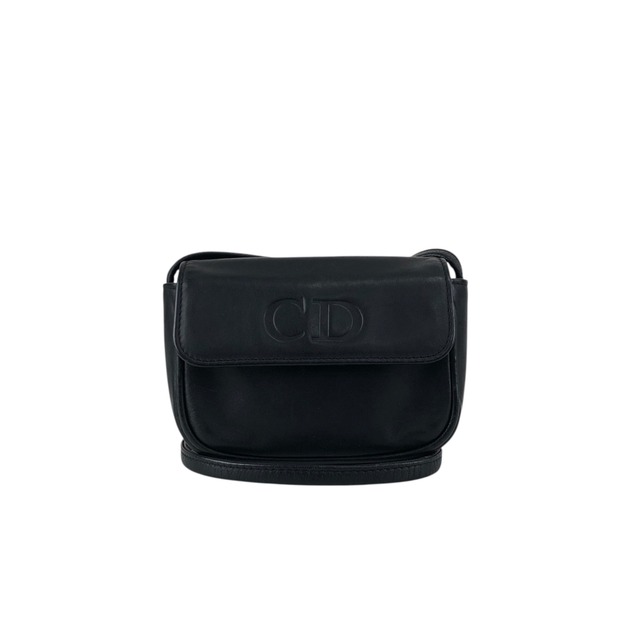 Christian Dior クリスチャン ディオール ショルダーバッグ ブラック CD型押し レザー ミニバッグ vintage ヴィンテージ オールド ee2nsk