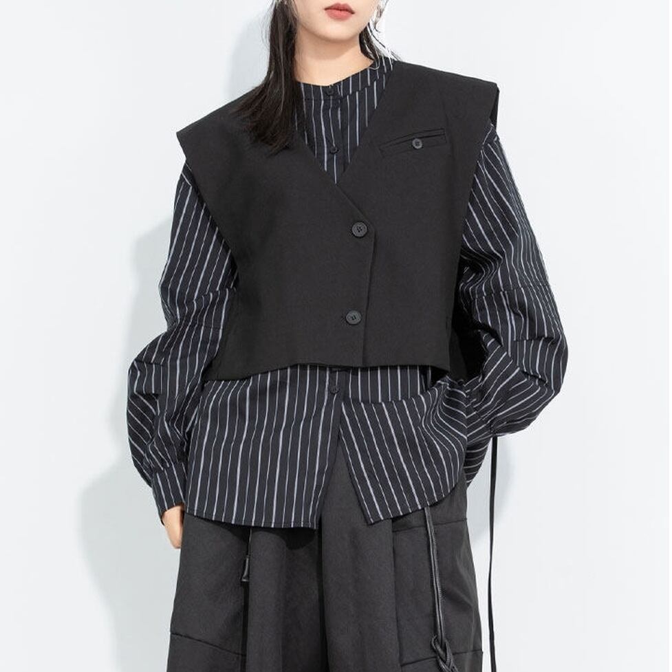 layered vest asymmetry tops / l0910