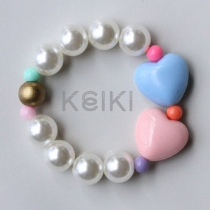 Children's Bracelet - Hearts Pink Blue キッズブレスレット keikitheshop