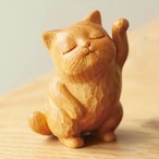 猫の置物　置物　玄関　小物　インテリア飾り　木製招き猫ねこ　可愛い　幸運　ギフト誕生日　プレゼント