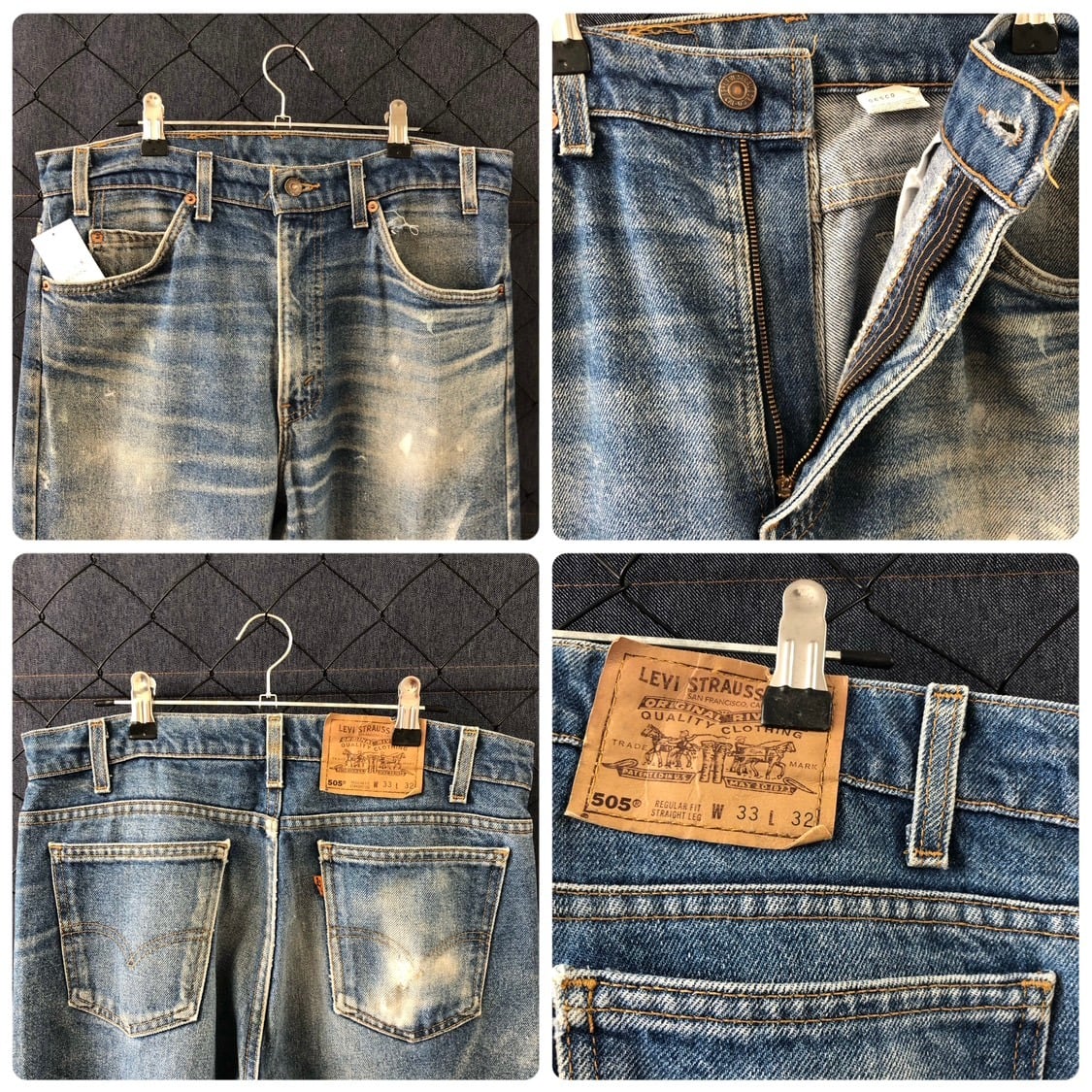 a222 levis リーバイス 505 W30 ダメージ クラッシュ USA