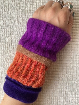 Arm warmers☆purple/orange w/ラメ