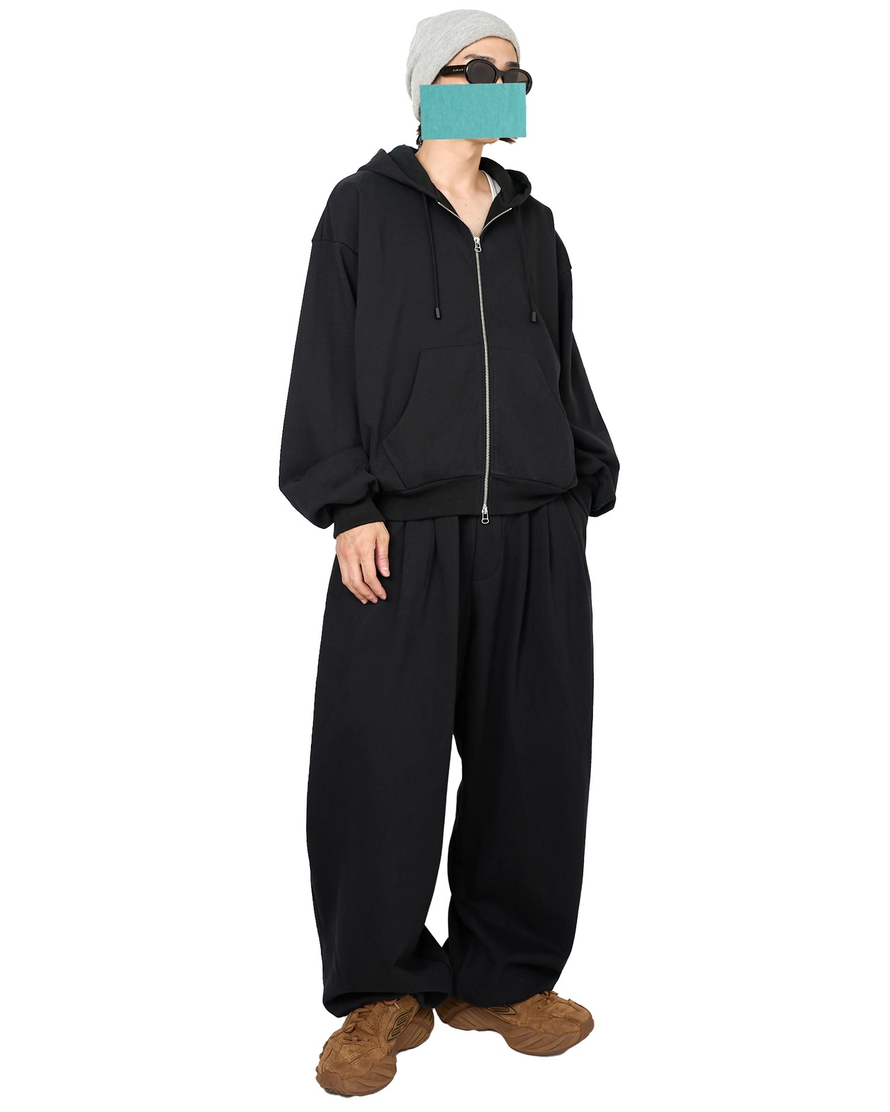ROTOL "Solid Sweat Triple Tuck pants〔BLACK〕"