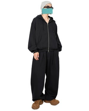 ROTOL "Solid Sweat Triple Tuck pants〔BLACK〕"
