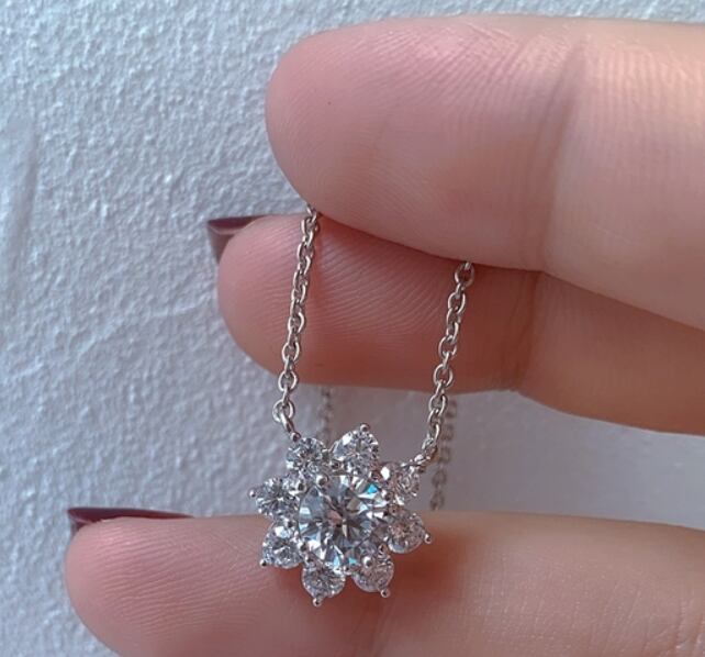 サンフラワー ネックレス silver925 18Kコーティング 人工ダイヤモンド