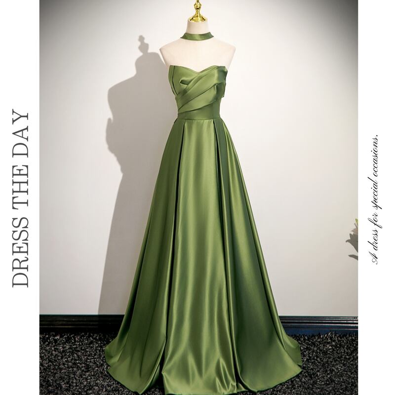 バストプリーツタックマキシスカートドレス D0103