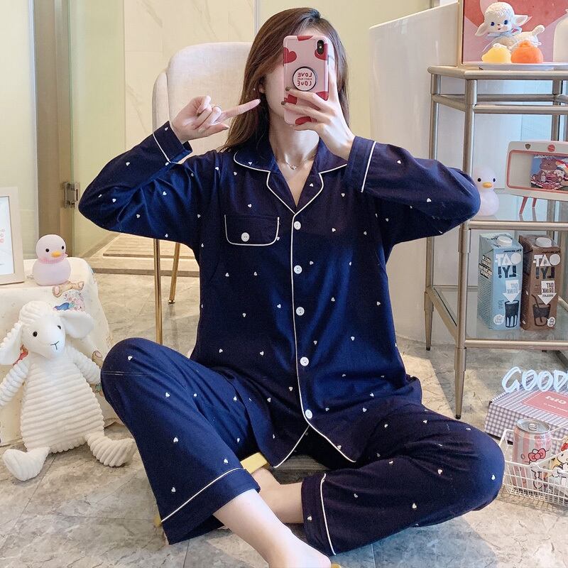 【新作】【送料無料】 4XLスプリングドットコットンマタニティナーシングパジャマセット母乳育児パジャマ服妊婦妊娠ホームウェアスーツ 春物 AL expec41863896975