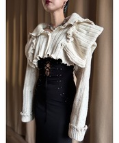 natural color big collar remake knit-4450-12