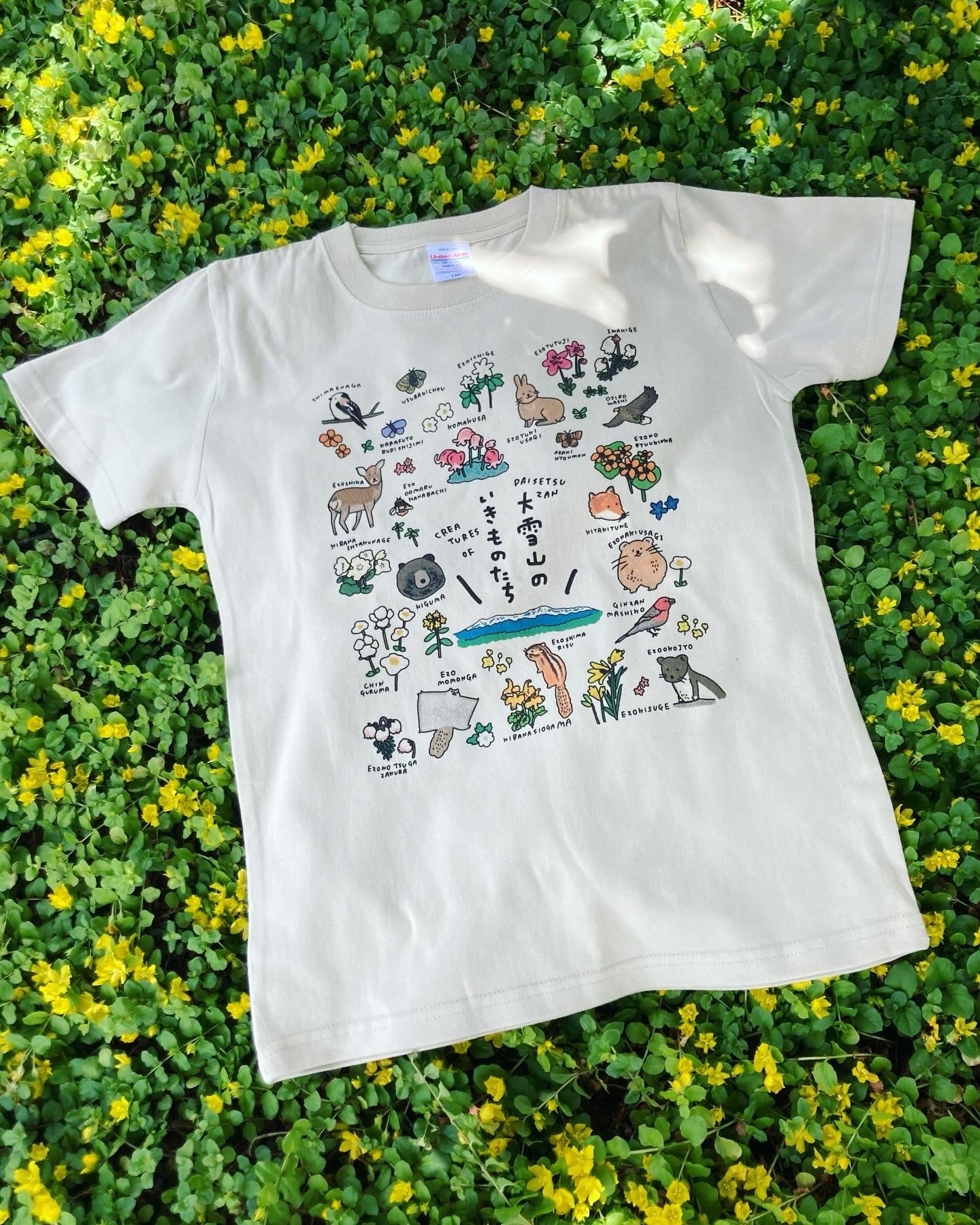 大雪山いきものTシャツ / Tシャツ / アッコモン/ -WHITE/SANDBEIGE