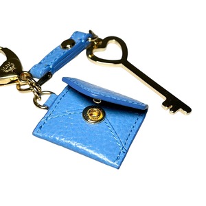 MCM gold color metal × leather charm key holder