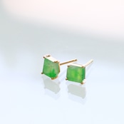 ラフカットシリーズ K10YG 翡翠ラフカットピアス A貨翡翠 jd_mm1176