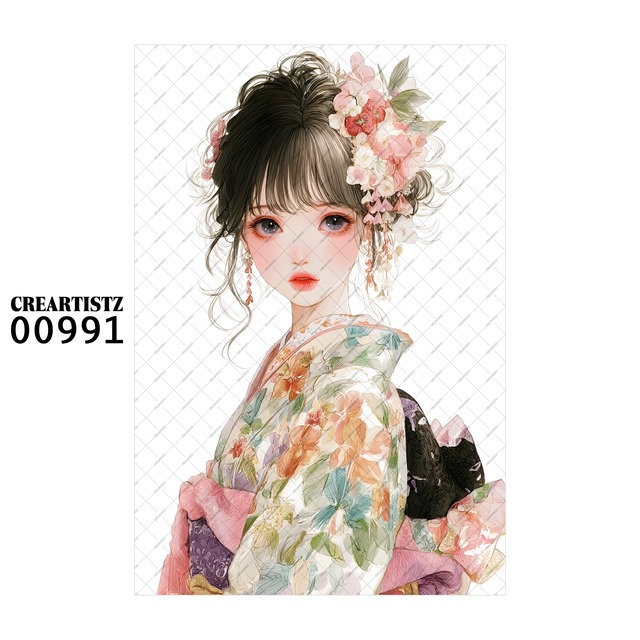 00991 ガール キュート オリジナル ペーパー/ステッカー 4枚セット CREARTISTZ