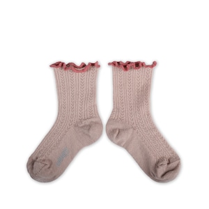 Collegien/Ambre - Lettuce Trim Pointelle Merino Wool Socks - Vieux Rose