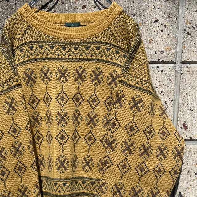【Lサイズ】DECADE 日本製 90s 総柄 編み込み ニットセーター