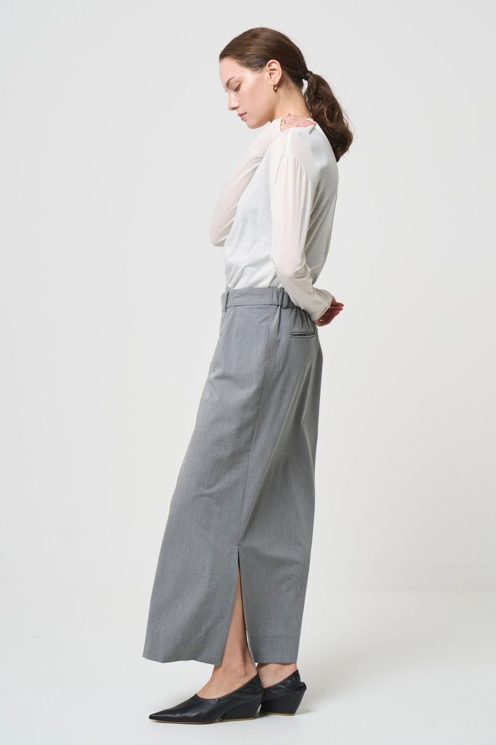 残りわずか 2way Sheer back open T-shirt - WHITE | seven dot