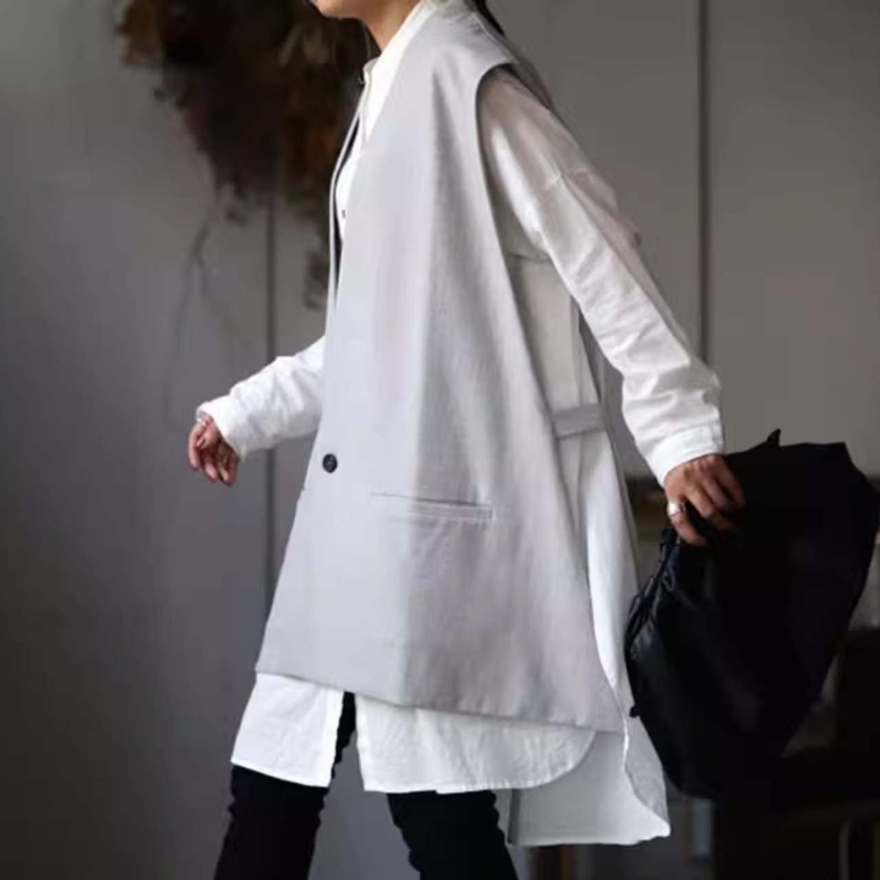 シングルブレスト ヒップ丈 ワイド ベスト 00103・画像11