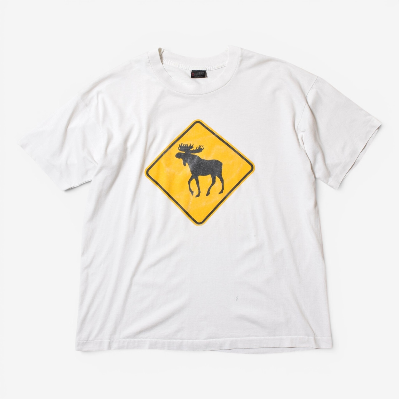 90s BEST ムース サインプリントTシャツ カナダ製 ホワイト