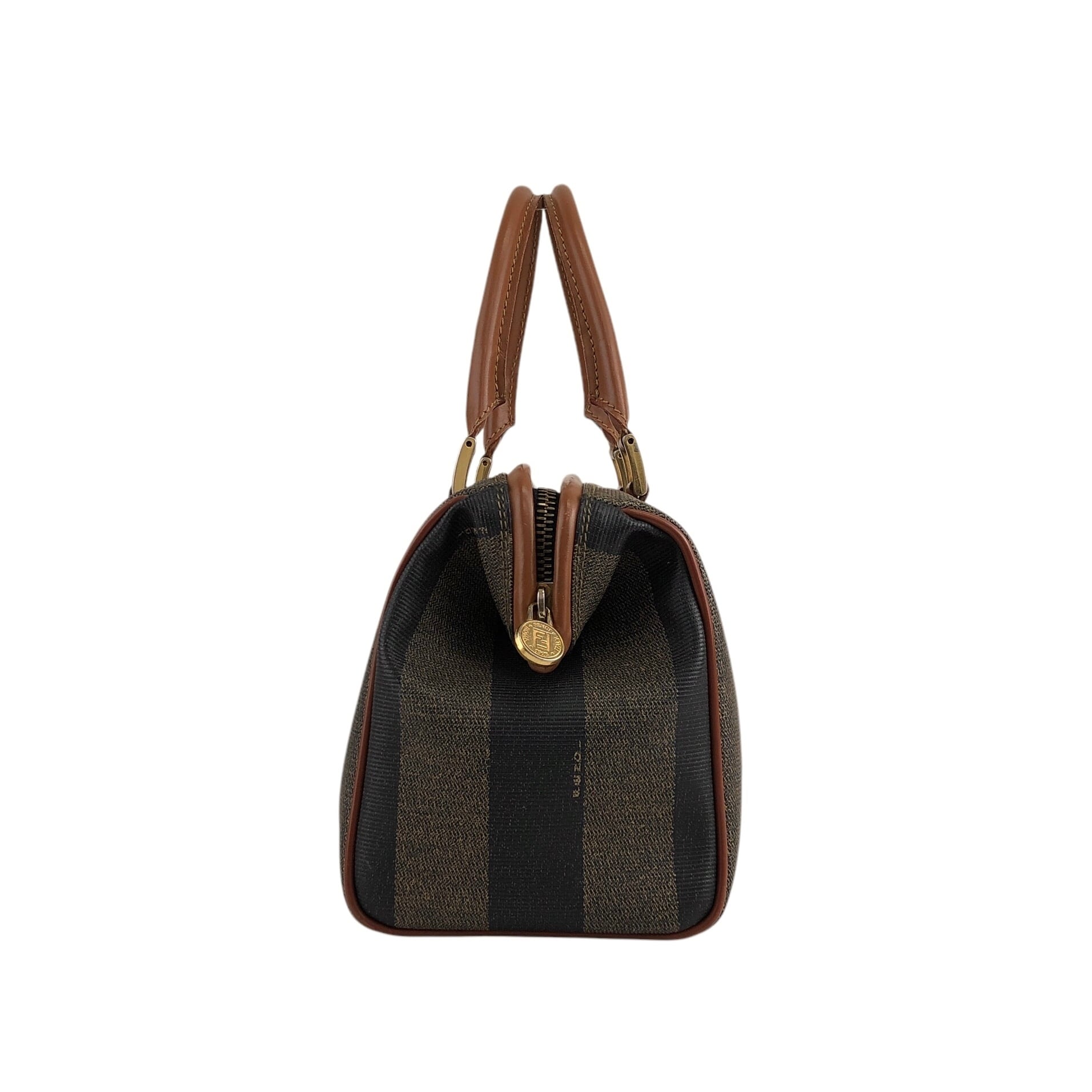 FENDI フェンディ ペカン ショルダーバッグ ブラウン ロゴ PVC レザー