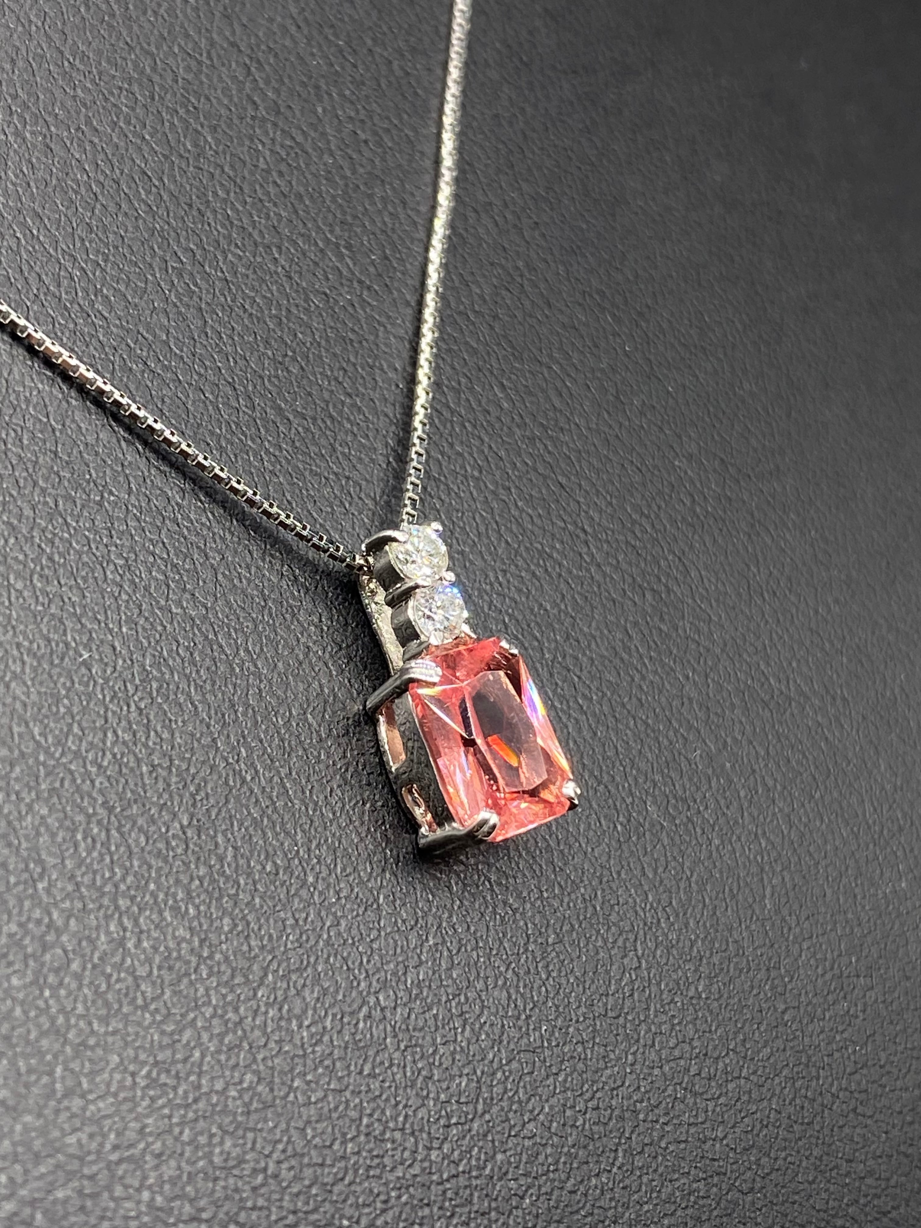 ロードクロサイト 1.58ct / ダイヤモンド 0.14ct Pt900/850 ネックレス