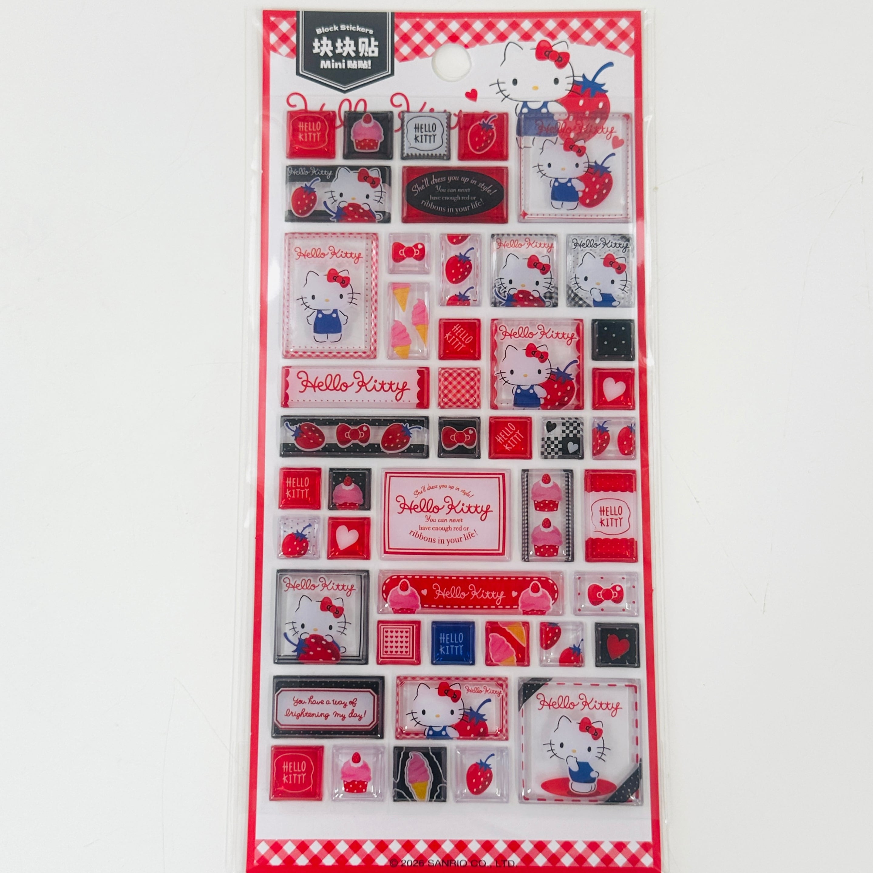 中国限定】サンリオ キティ ブロックシール ステッカー ぷっくりシール
