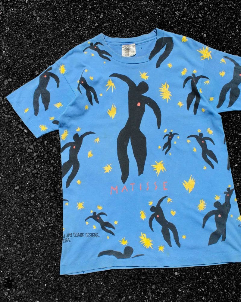 89’s Henri Matisse T-shirt Vintage Art Henri Matisse Icarus Stars T-Shirt Size XL Blue 1994