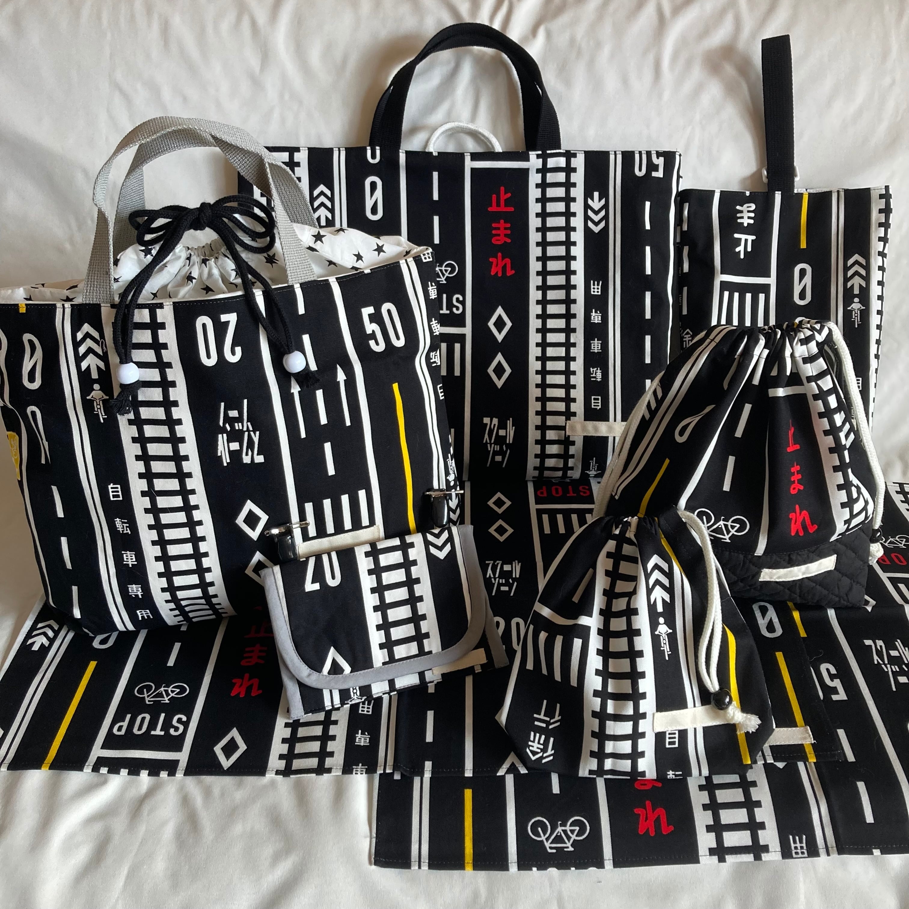 オーダーOK】入園入学セット76道路標識交通ルール車☆B手提げレッスン