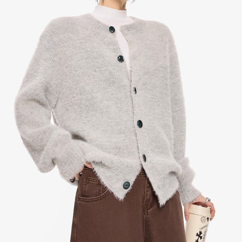 3色／ラウンドネックニットカーディガン ・20100