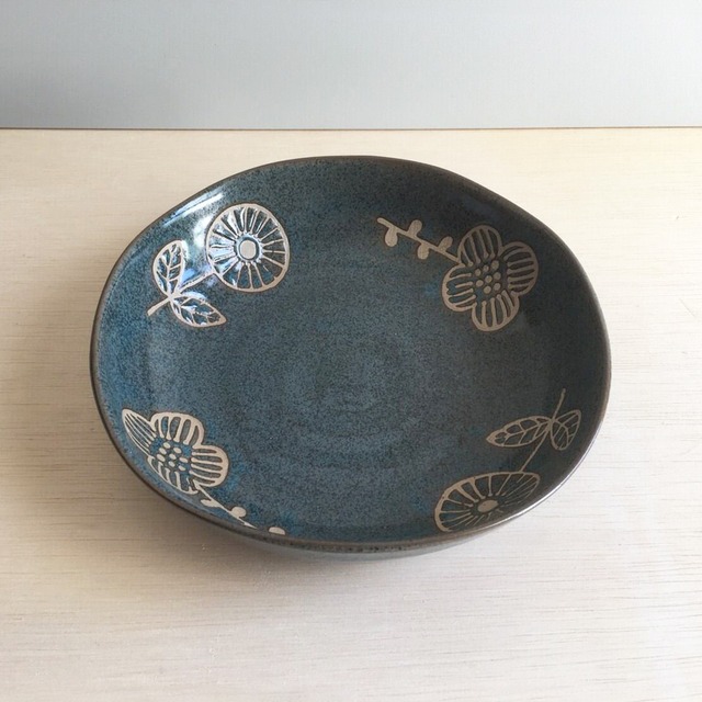 A1856　HANAtoHA 6寸浅鉢（青）