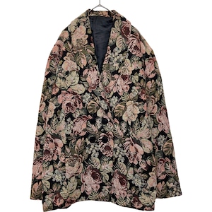 『美品 VINTAGE flower leaf design front double gobelins jacket』USED 古着 ヴィンテージ 総柄 フラワー 花柄 リーフ ゴブラン ジャケット