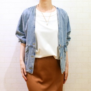 【PASSIONE(パシオーネ)　536406】袖口リブVネックデニム