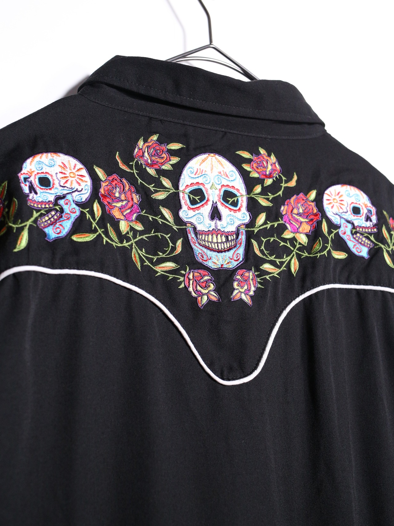 sugar skull embroidery western shirt - 16
