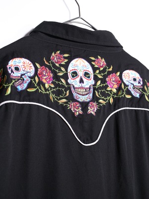 sugar skull embroidery western shirt