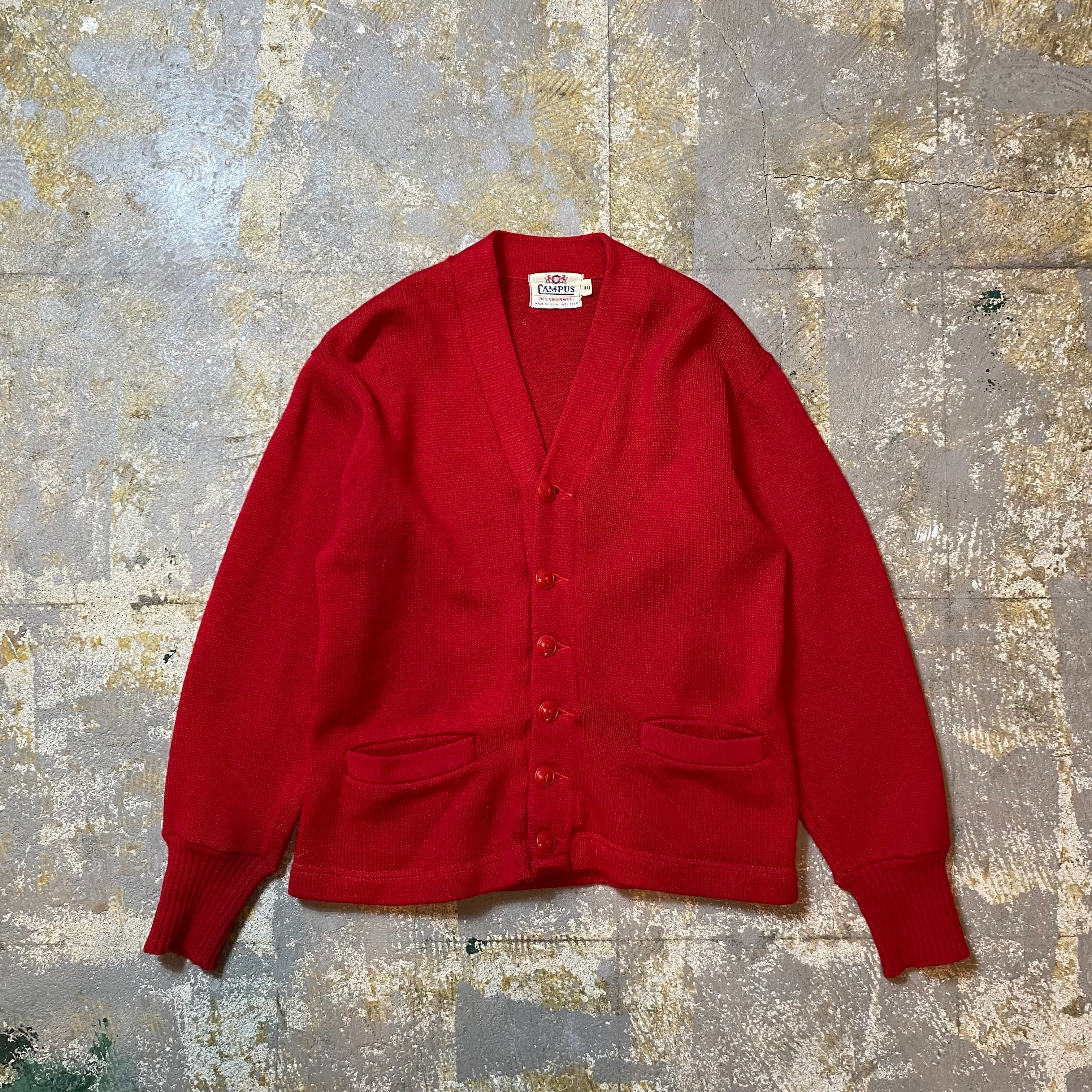 超希少 CAMPUS 60s 70s スエード ウール コンビカーディガン 50s 超希少 CAMPUS 60s 70s スエード ウール コンビカーディガン 50s