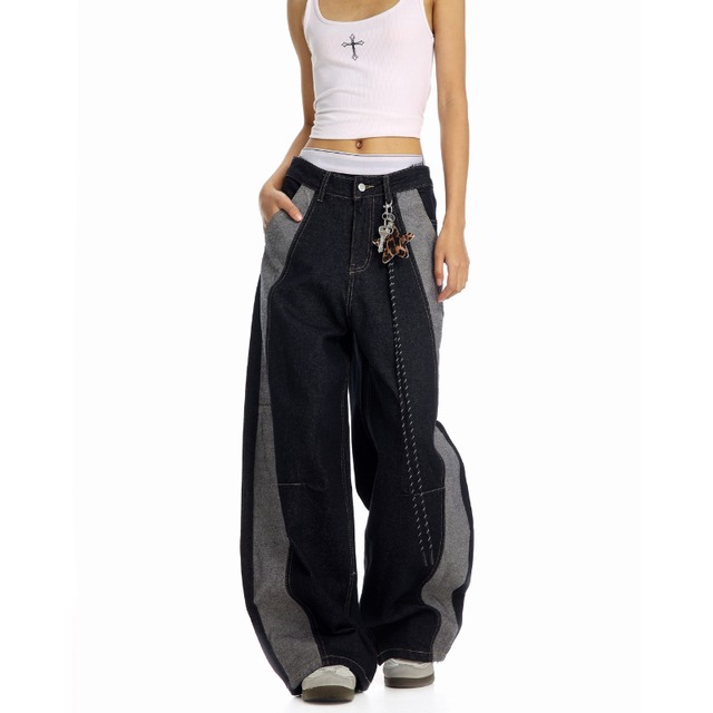 two-tone panel denim　バイカラーパネルデニム　J1756