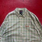 FUBU L/S シャツ　長袖チェックシャツ　グリーン　イエロー　