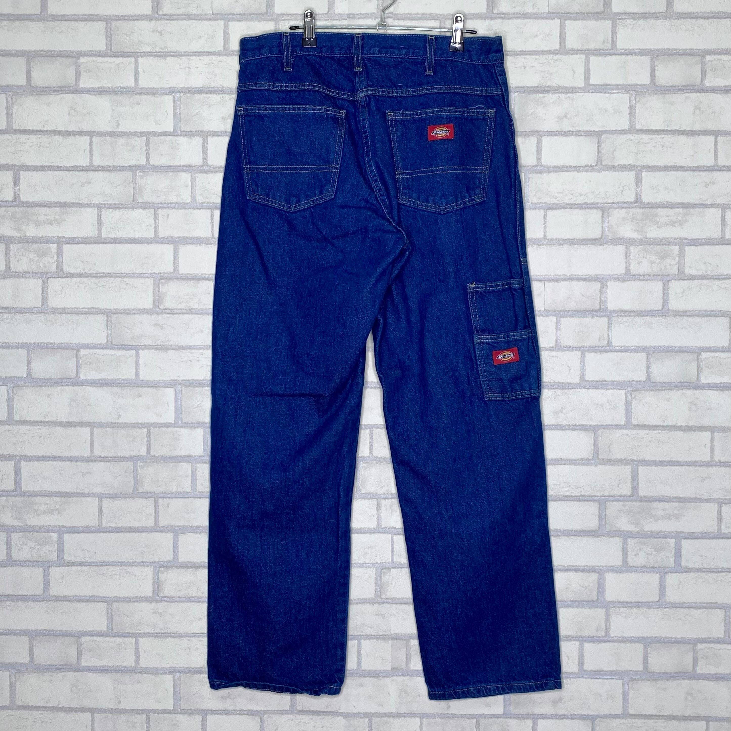 ダブルニー】Dickies デニムペインターパンツ W32×L30 ブランドロゴ 