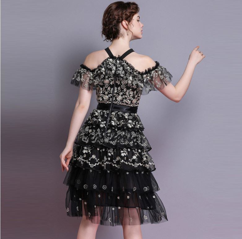 2色展開 レディース 春 刺繍 花柄 ノースリーブ ワンピース 二次会 キャバ ドレス デート きれいめ 大人 リボン Antoinette