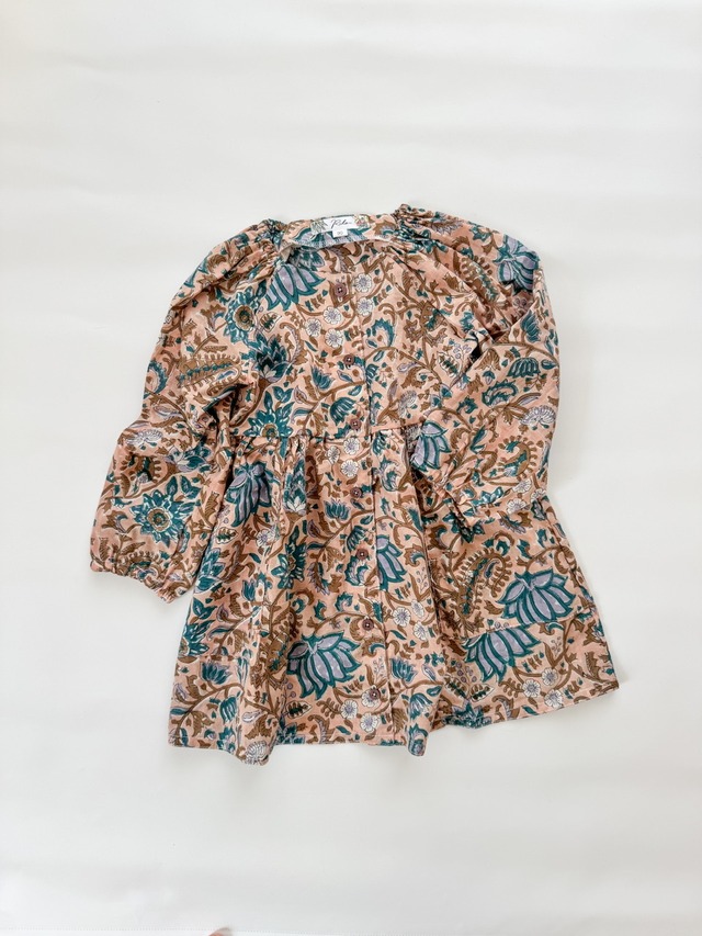 【100cm完成品】インド綿ワンピース(ブラウン)