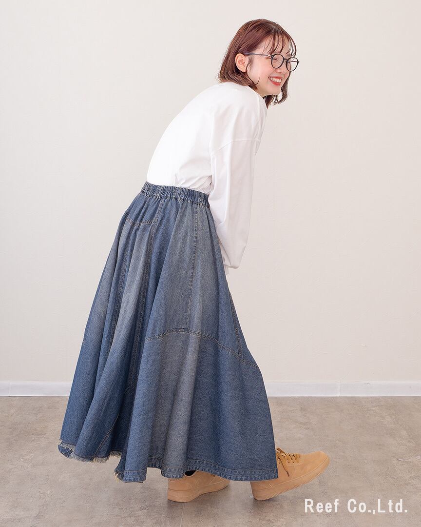ネックスルーデニムスカート】 ST-225943 Brand：ミリロピュール