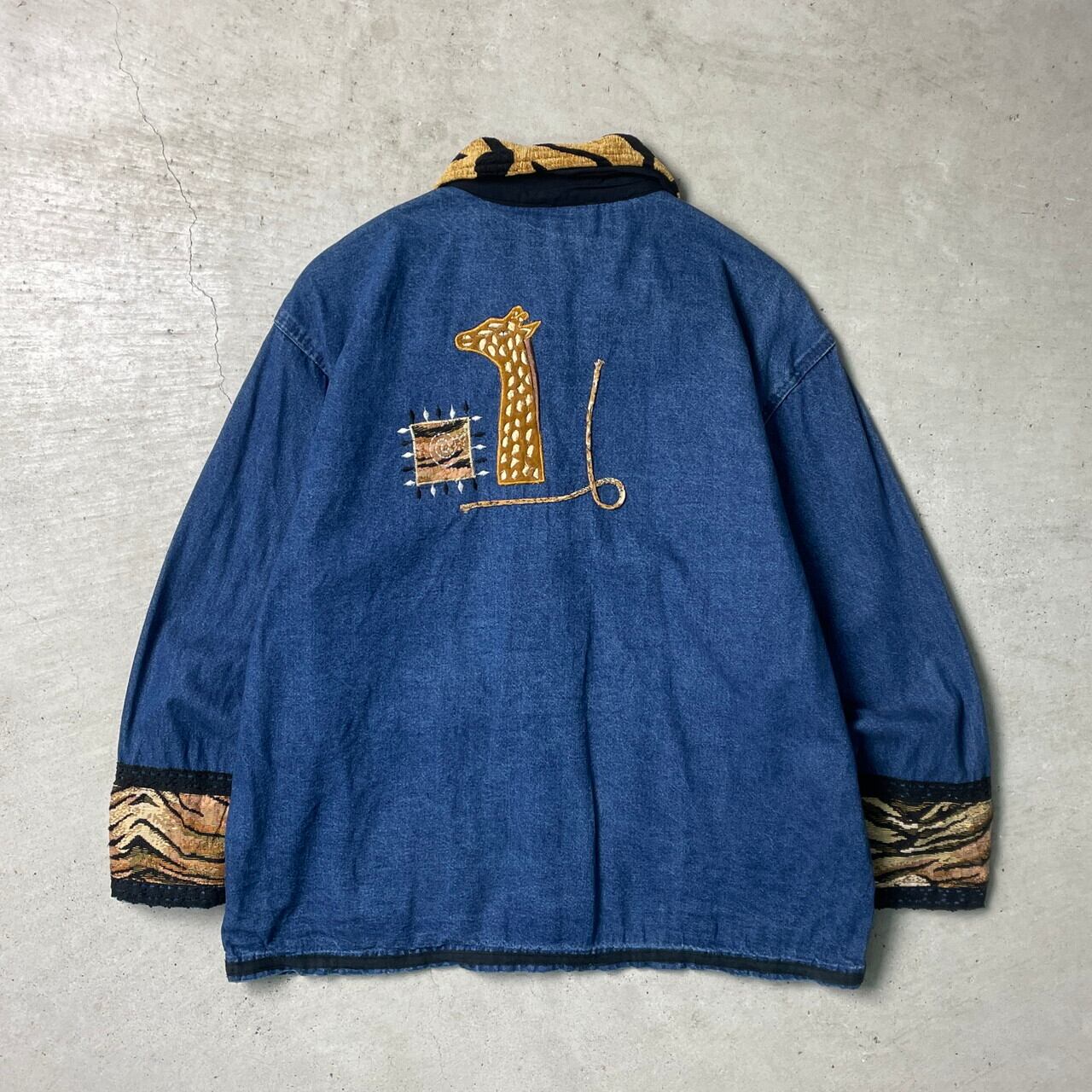 Carrie Allen デニムジャケット アニマル 刺繍 レディース メンズXL