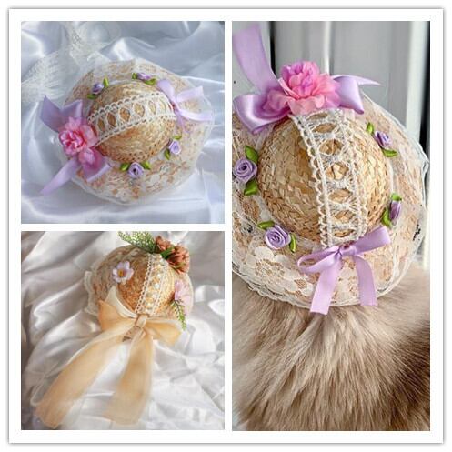 《予約》2101134 お飾りフラワーリボン麦わらハット