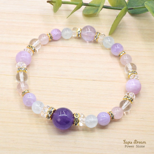 恋愛と家庭円満・心を癒やすお守り |  アメジスト、クンツァイトのパワーストーン ブレスレット