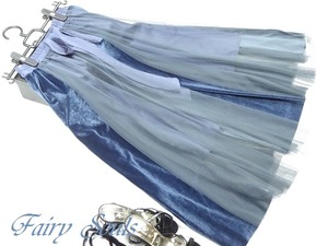 送料無料 未使用 発表会 イベント デ－ト フリ－ F チュ－ル マキシ丈 フレア－ スカ－ト [SKN9425]