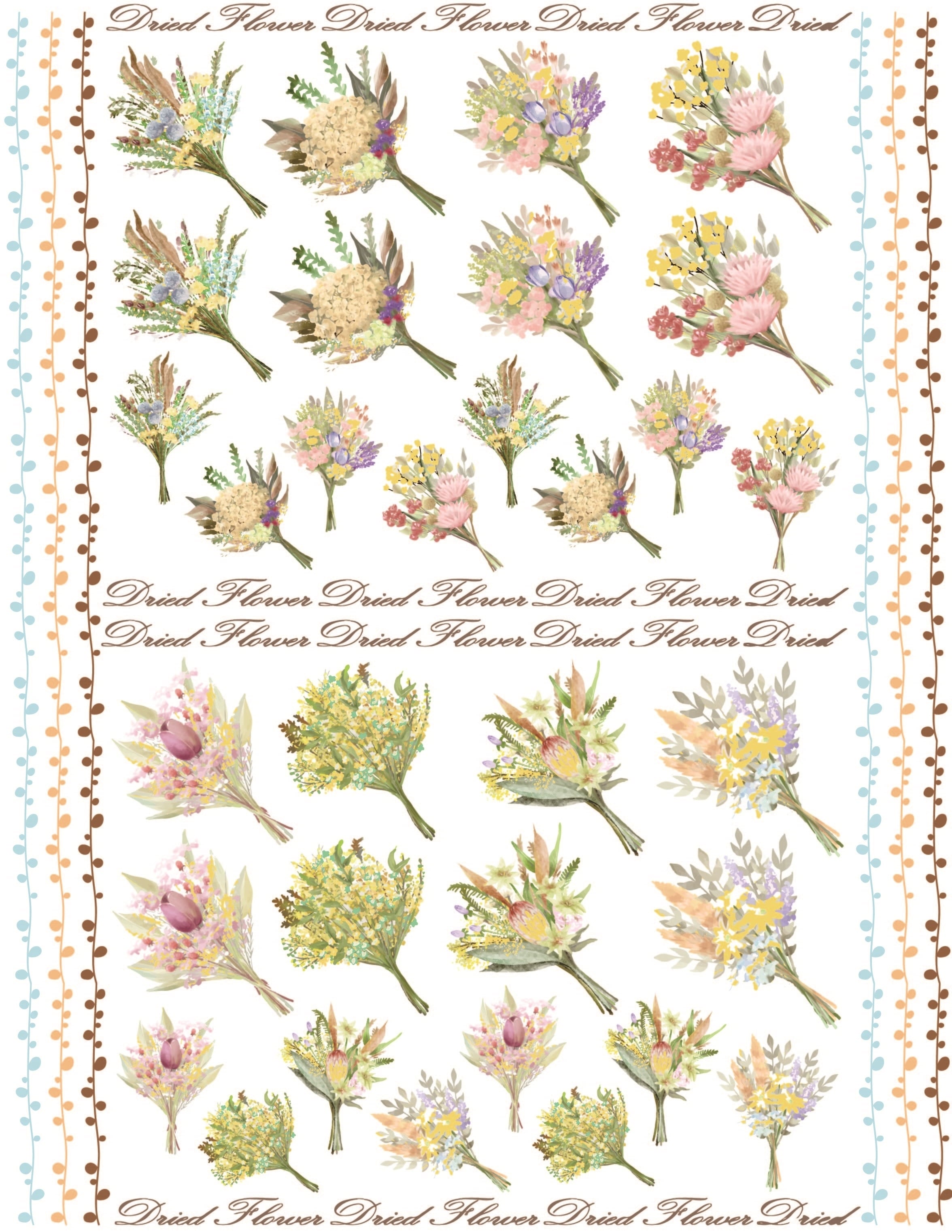 ポーセラーツ転写紙 ガラス用 Dried flowers A4タイプ