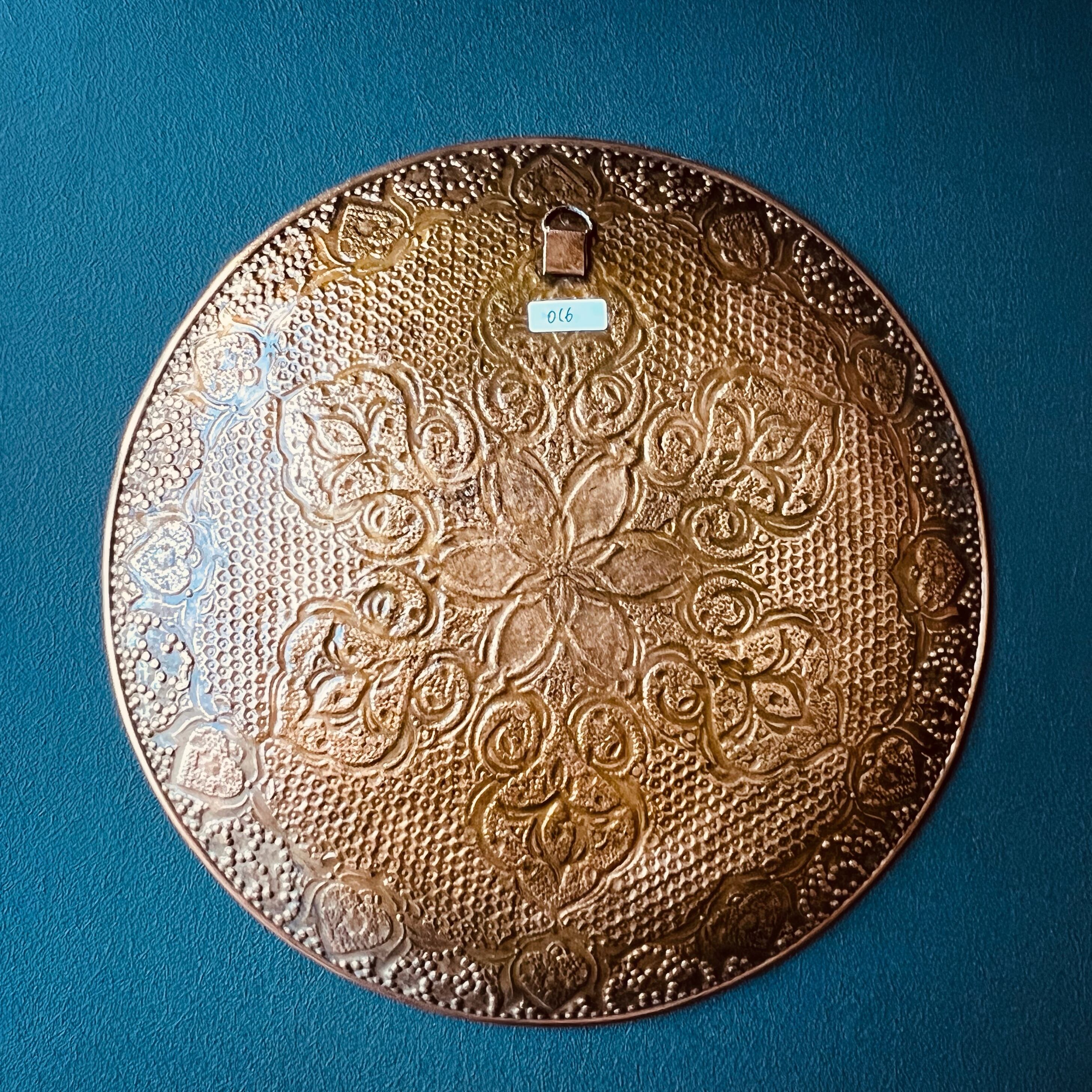 ペルシャの銅皿（ガラムザニー）Φ25cm 飾り皿 トレイ【GHALAM ZANI