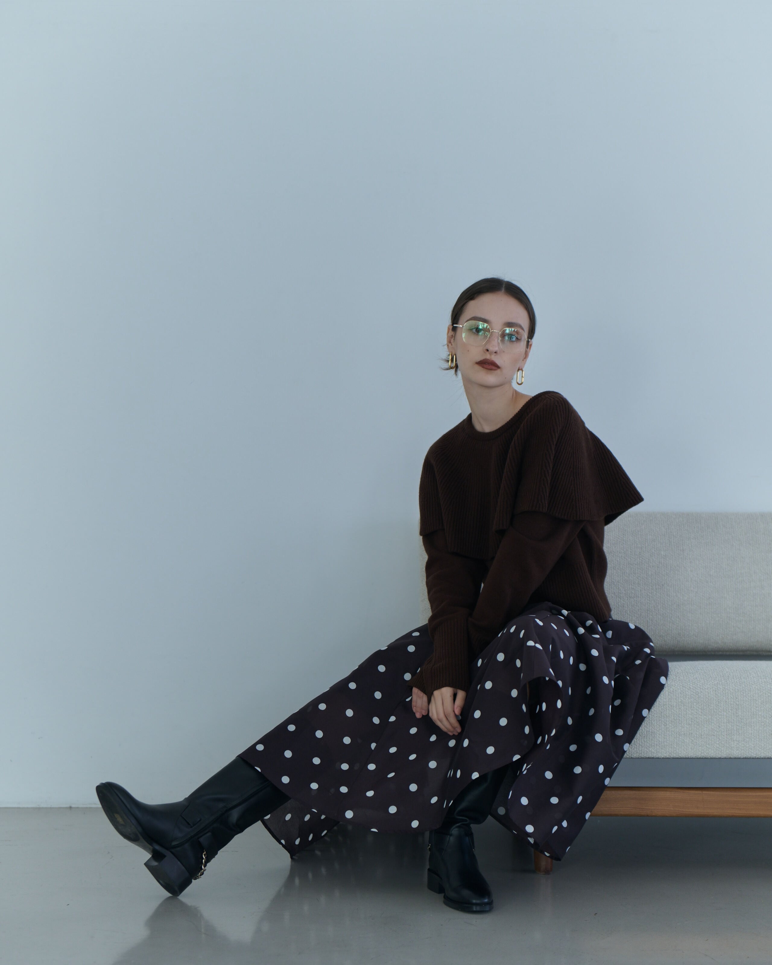 Dot volume flare skirt | Bluelea