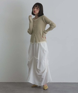 1736 コントラストカラーニットカーディガン beige