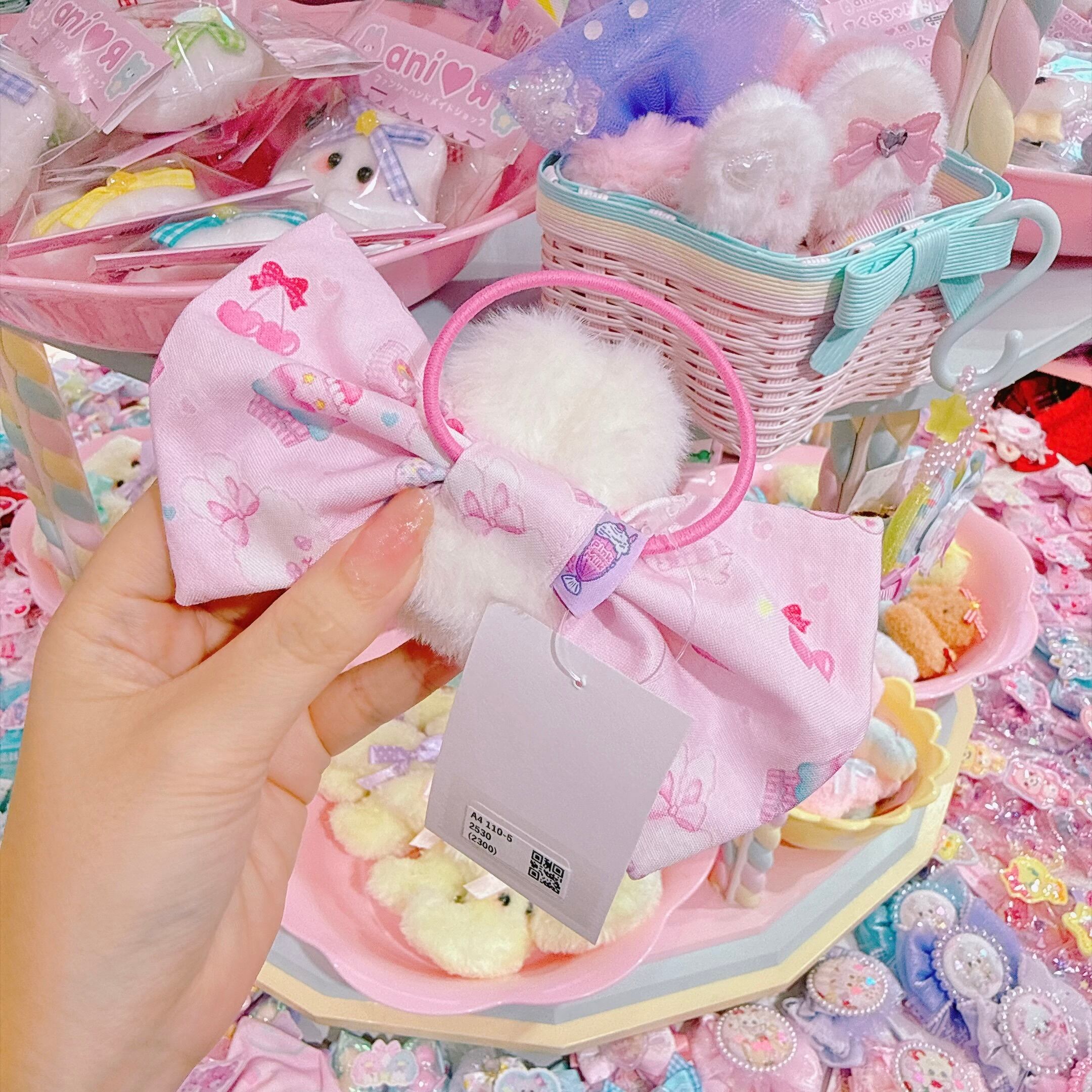 【A4】110-5ぬいぐるみ付きリボン　ヘアゴム