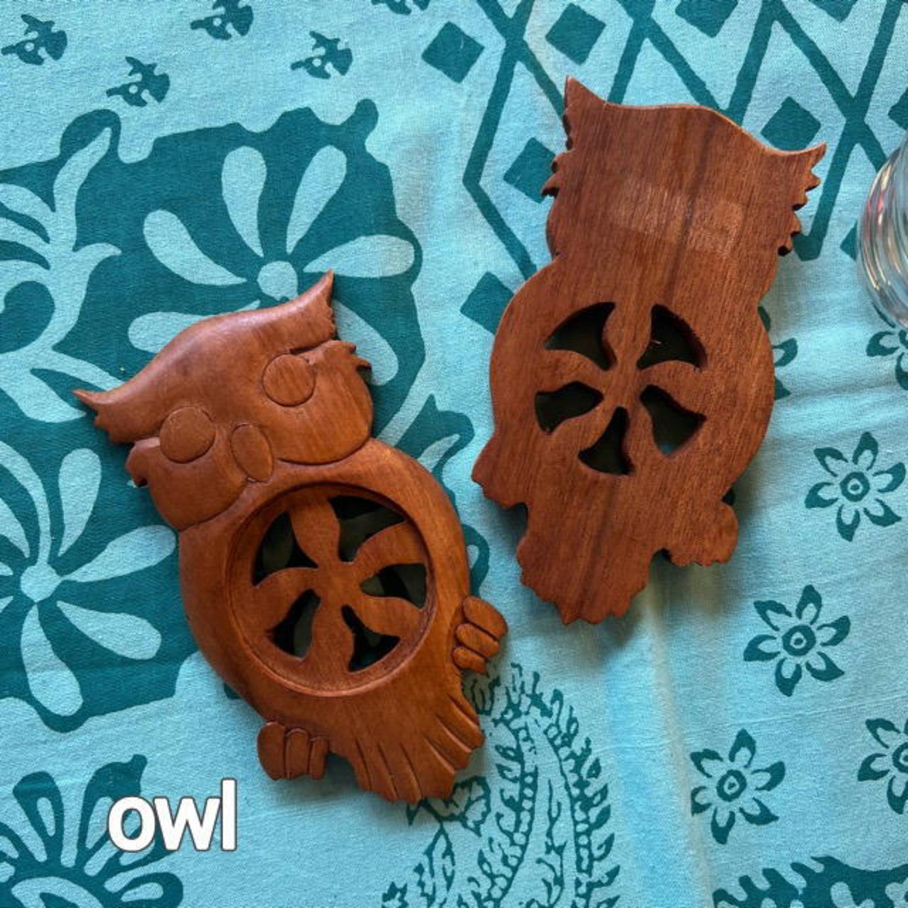Hawaiian Wood Coaster　3Type　ハワイアンウッドコースター　コースター　フクロウ　カメ　リーフ