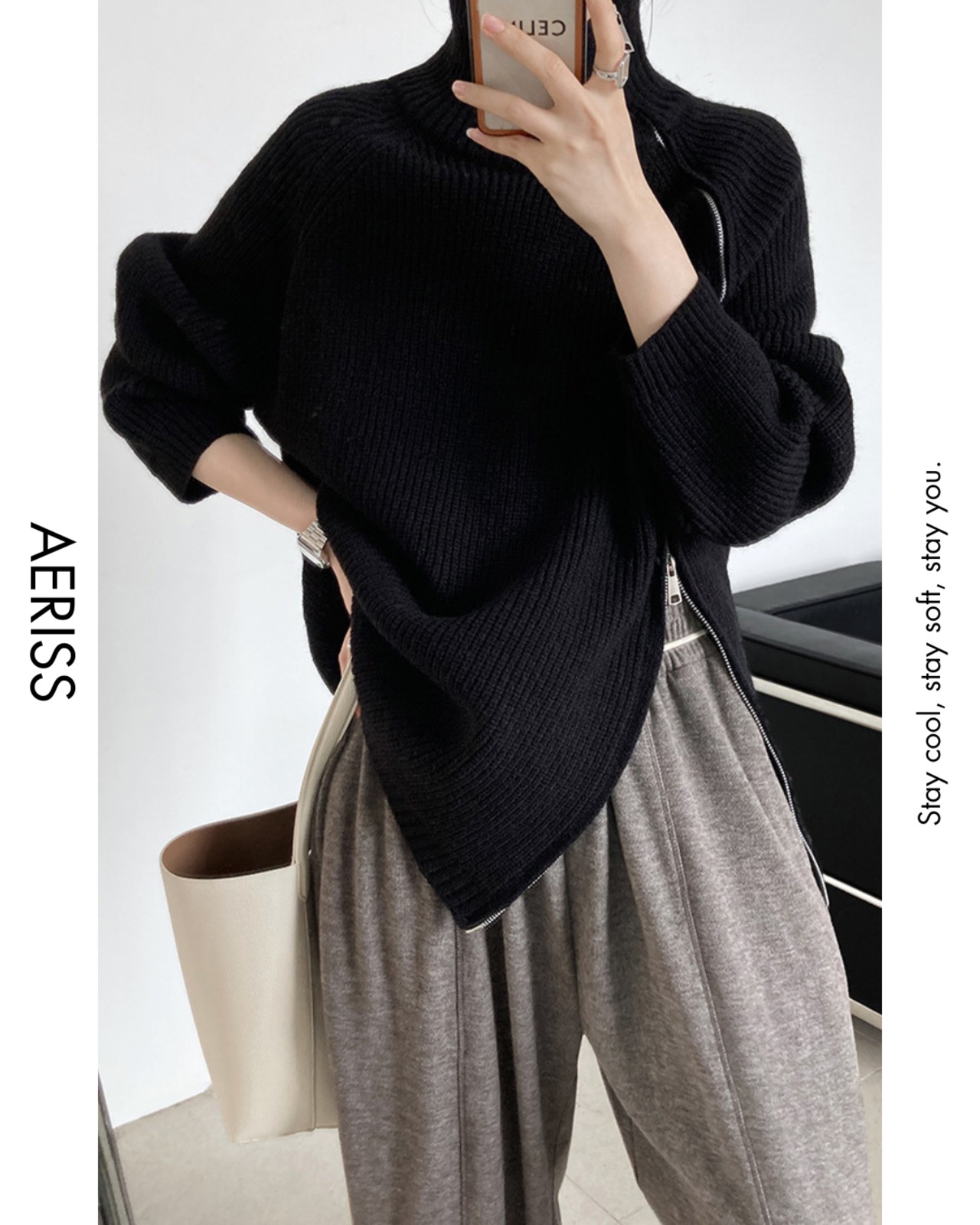 サイドジップハイネックニット 3color A0741 - 10